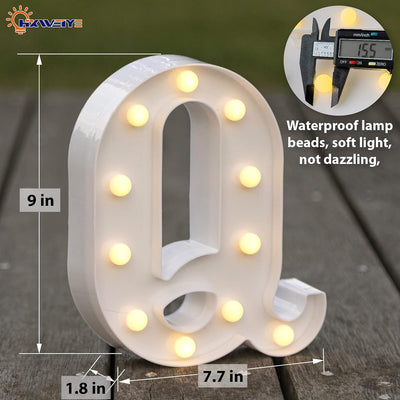 Letra Q con luces LED para fiestas hogar cumpleaños aniversario