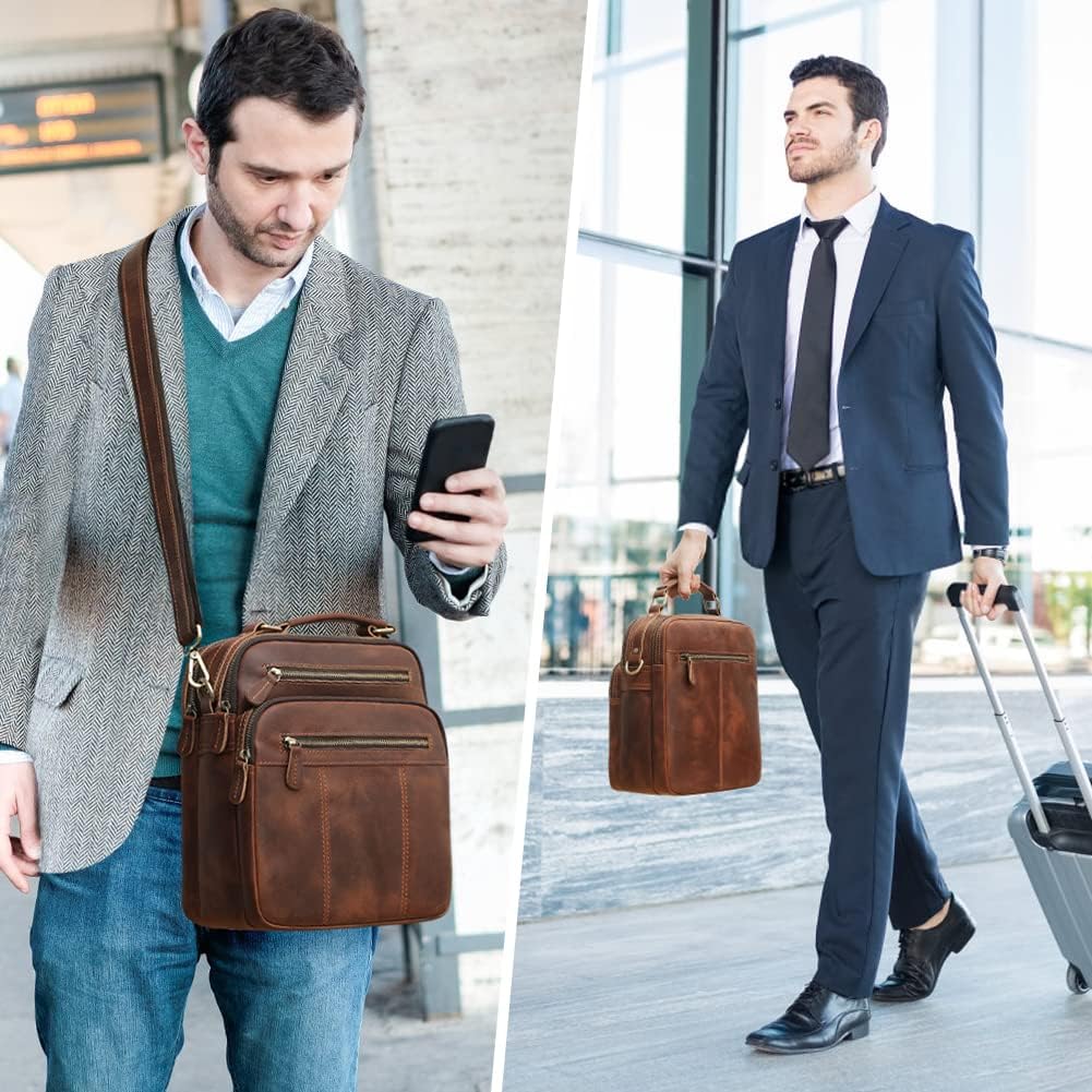 Bolso Mensajero Cuero para Hombre Trabajo