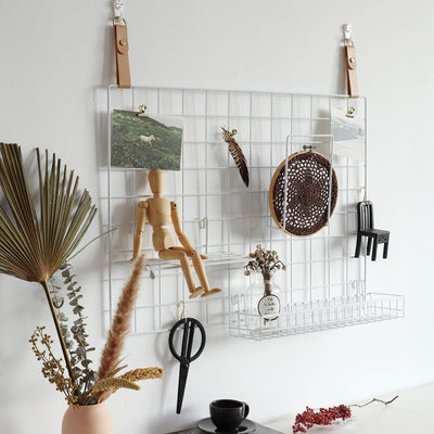 Cesta colgante rejilla pared con ganchos 1 set 3