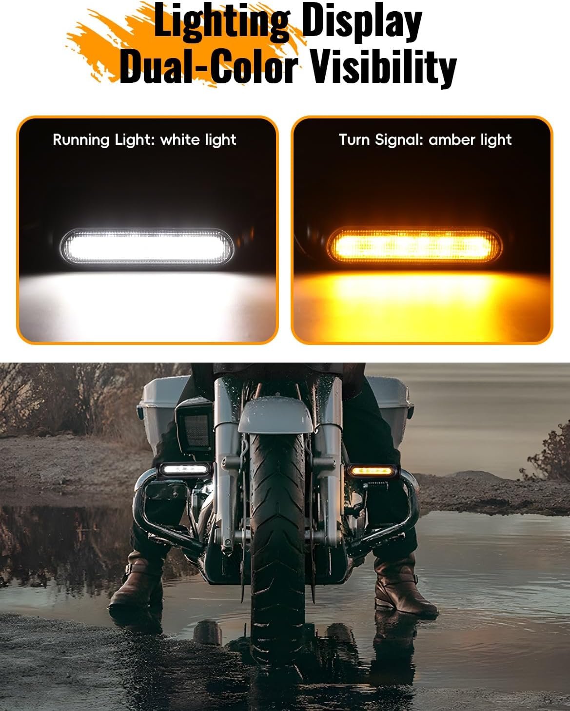 Luz barra choque LED señal giro DRL Harley Road Glide 23-26