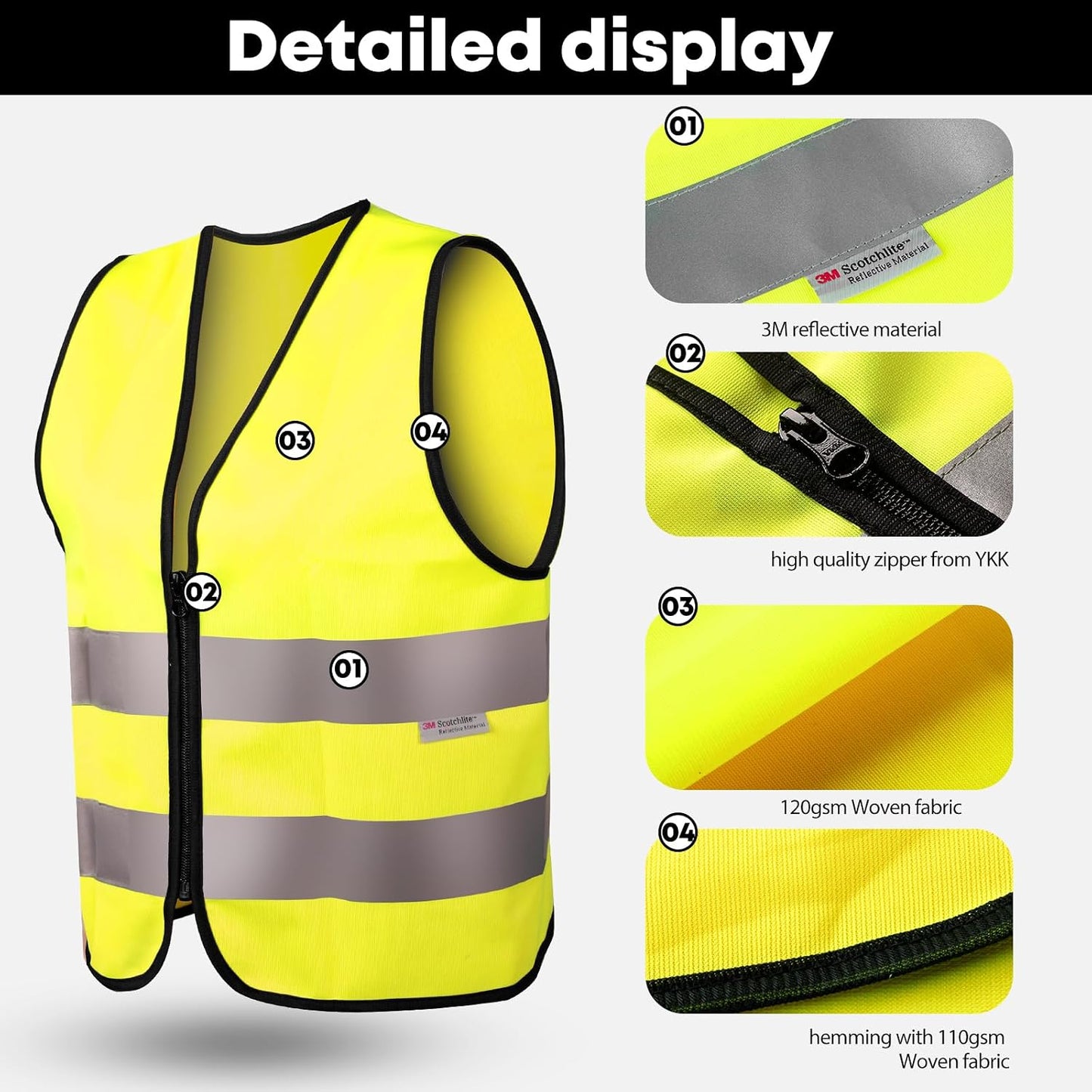 Chaleco seguridad niños 3-12 años 3M malla punto 6 colores