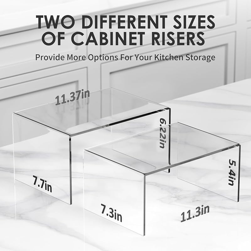 2 Pzas Elevadores Acrílico Transparente para Gabinete Cocina