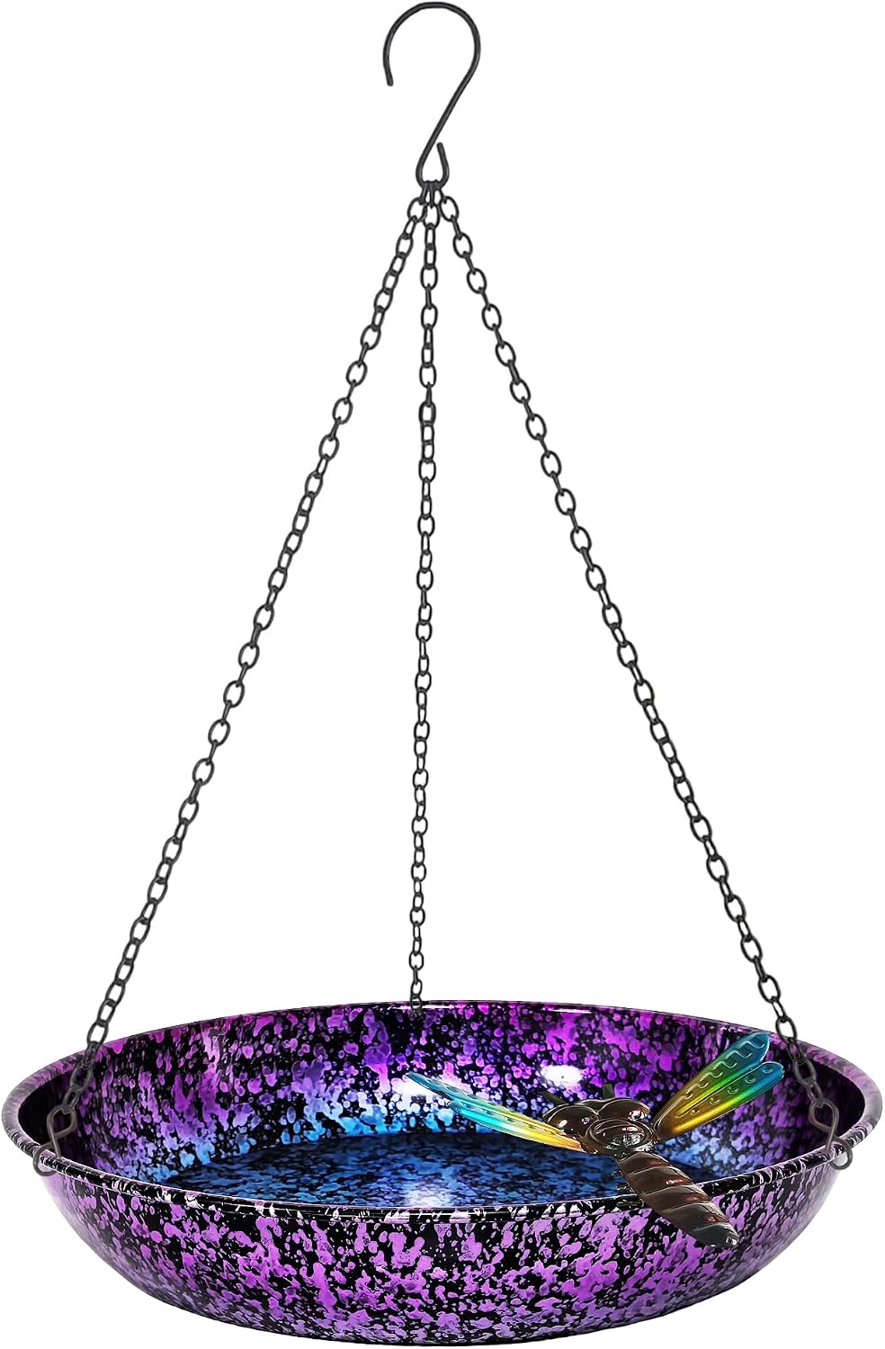 Baño colgante pájaros 11" cuenco metal color púrpura y azul