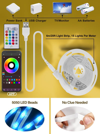 Luz LED para TV 32-65 pulg RGB con control app y USB