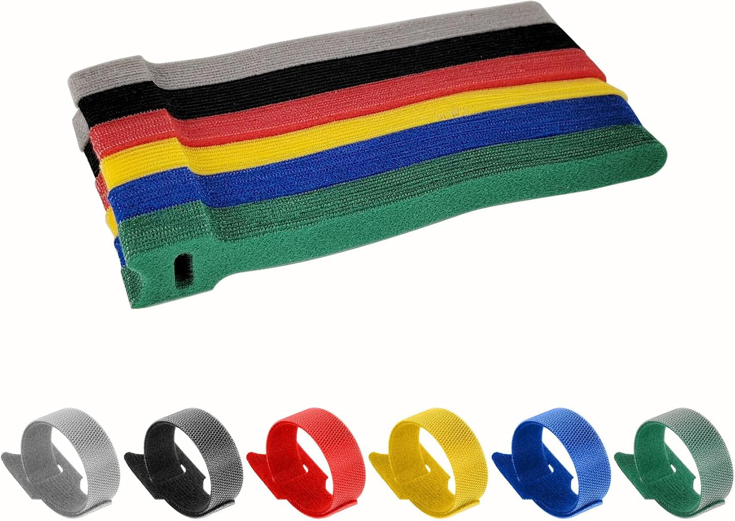 60 Bridas Ajustables 6pulg Multicolor con Gancho y Bucle