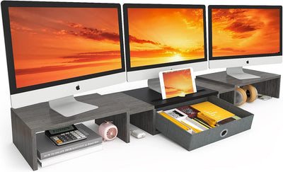 Soporte elevador triple para 2-3 monitores con ranura tablet