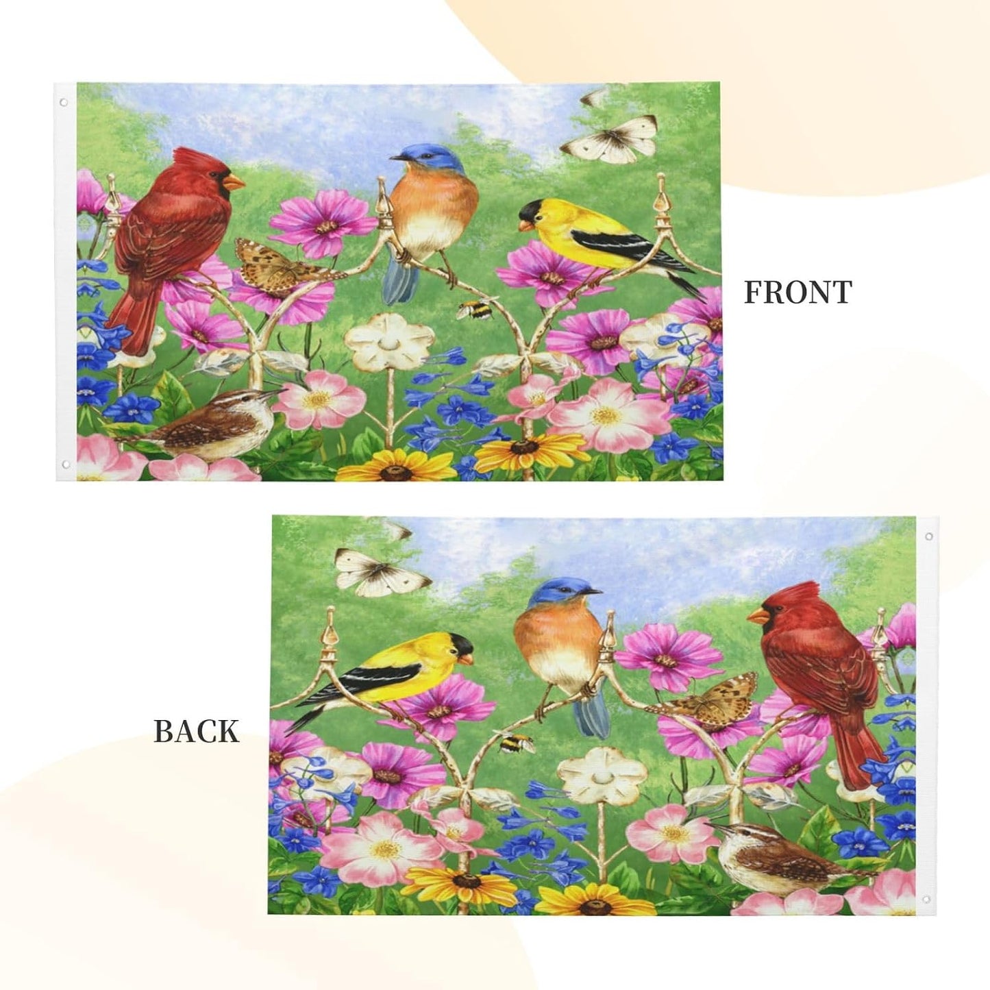 Bandera mariposa flores 3x5ft poliéster decorativa