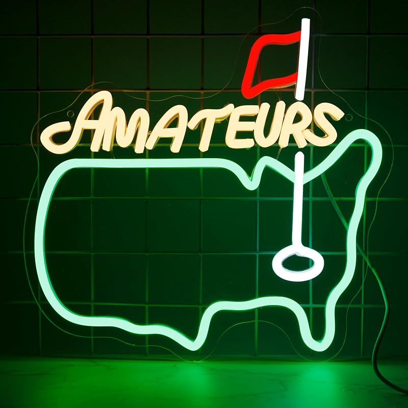 Letrero neón Amateurs para dormitorio, bar y club de golf