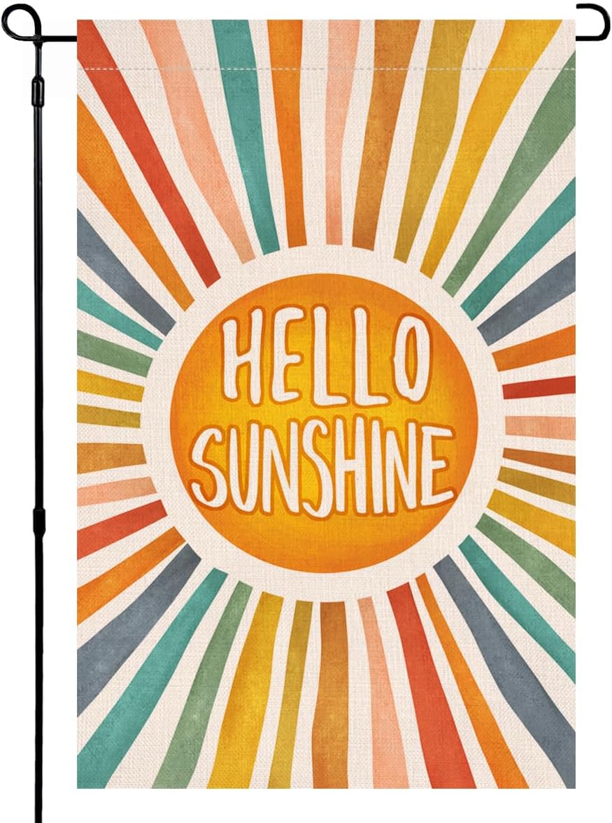 Bandera jardín 12x18pulg Hello Sunshine doble cara