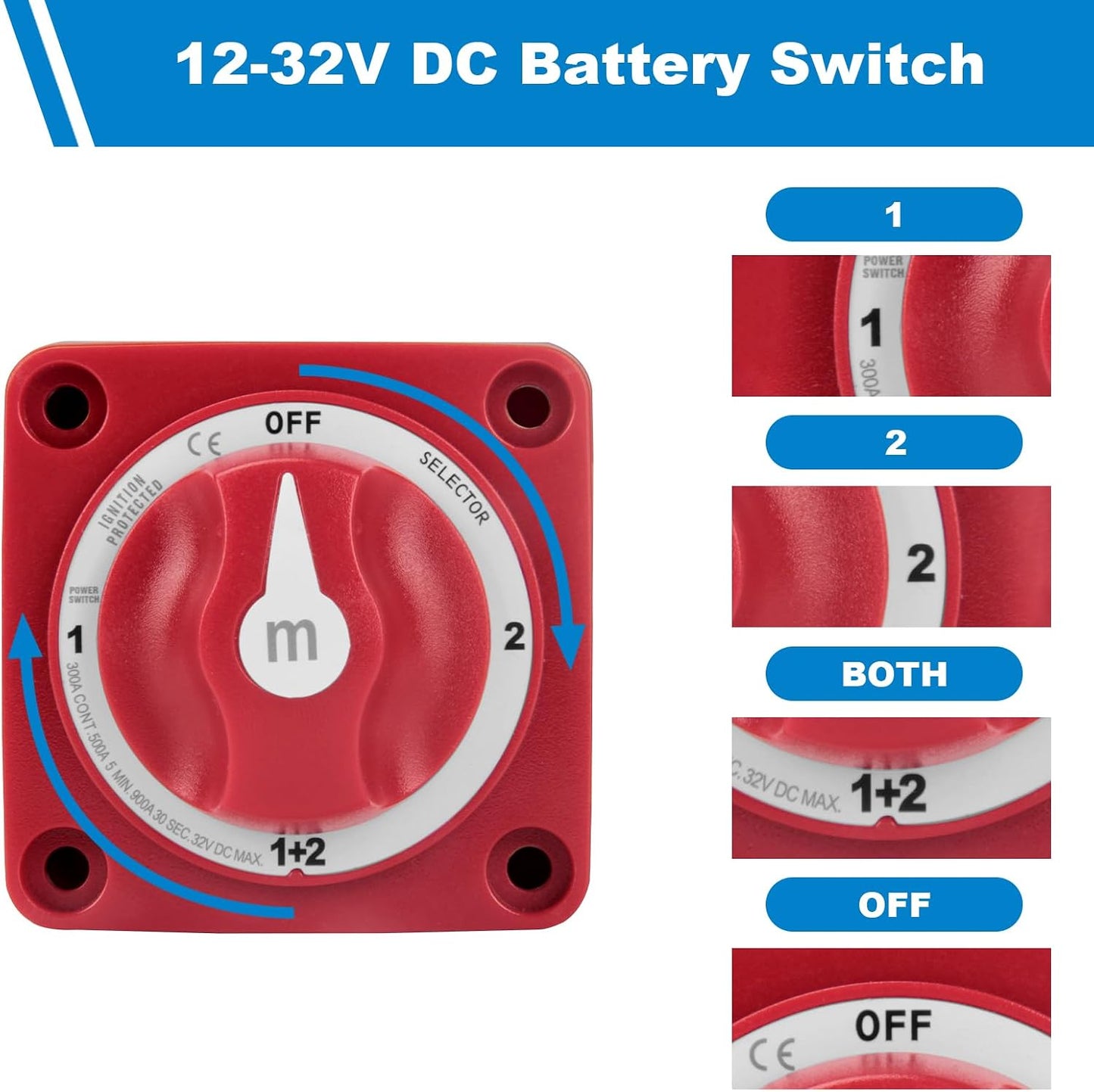 Interruptor corte batería 300A 12V servicio pesado