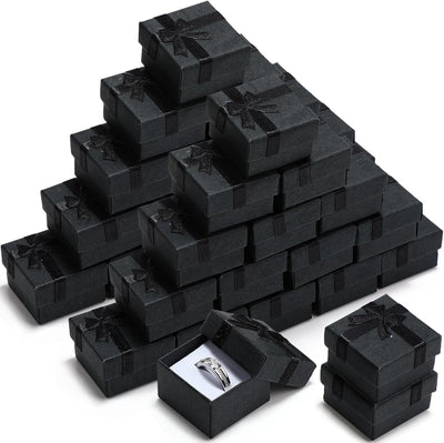 Caja regalo anillos negros 30 pzas 1.57" lazo cinta