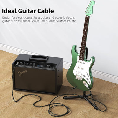 Cable guitarra eléctrica 10ft 1/4pulg 22AWG señal analógica