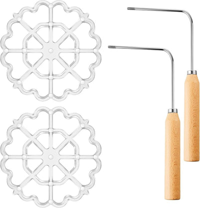Set 2 Moldes Bunuelos 4.7pulg Mango Aluminio Kit Rosette