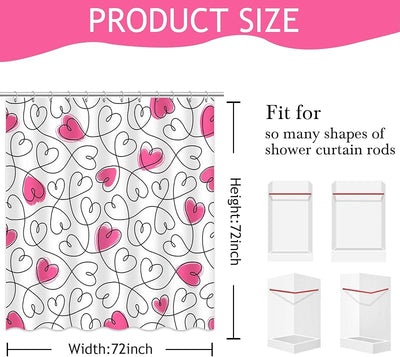 Cortina ducha San Valentín con corazón rosa 72x72pulg