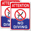 Letrero No Diving Pool aluminio reflectante 2 pzas