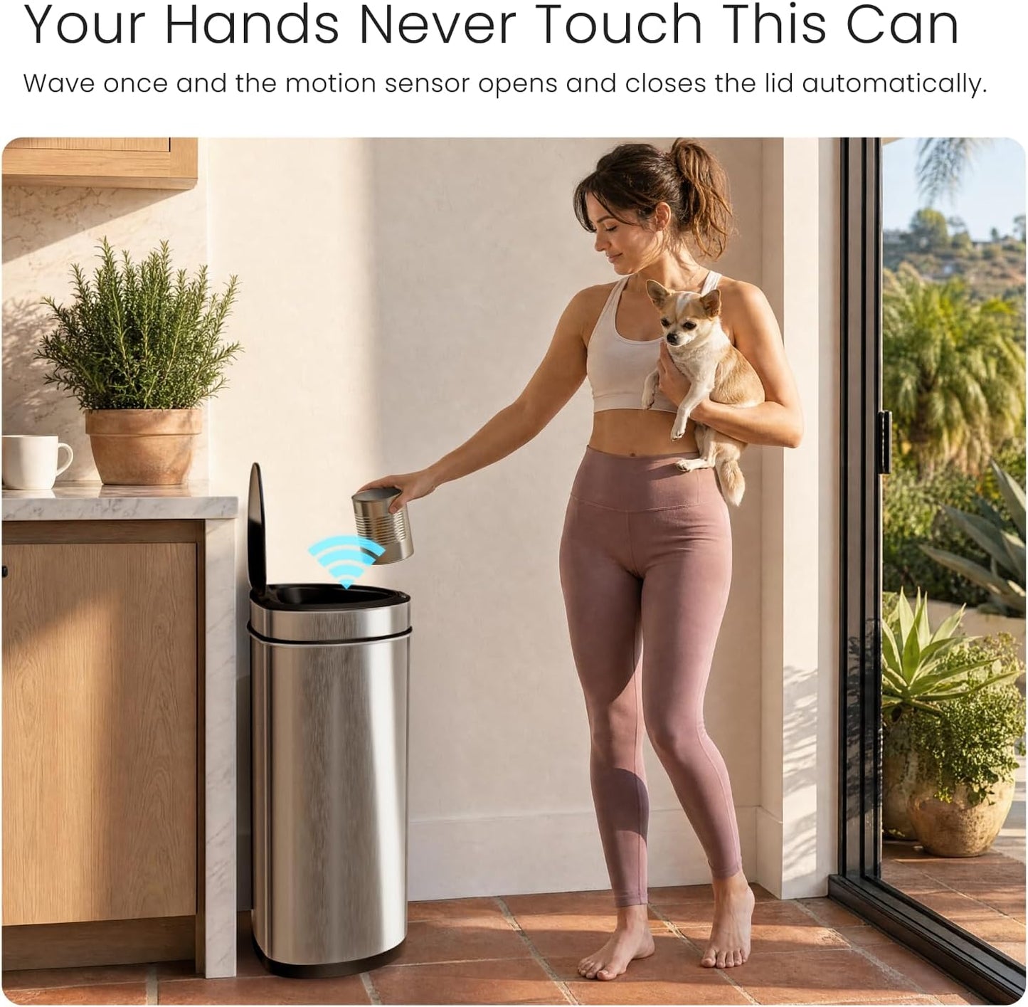 Bote basura acero inox sensor movimiento cocina