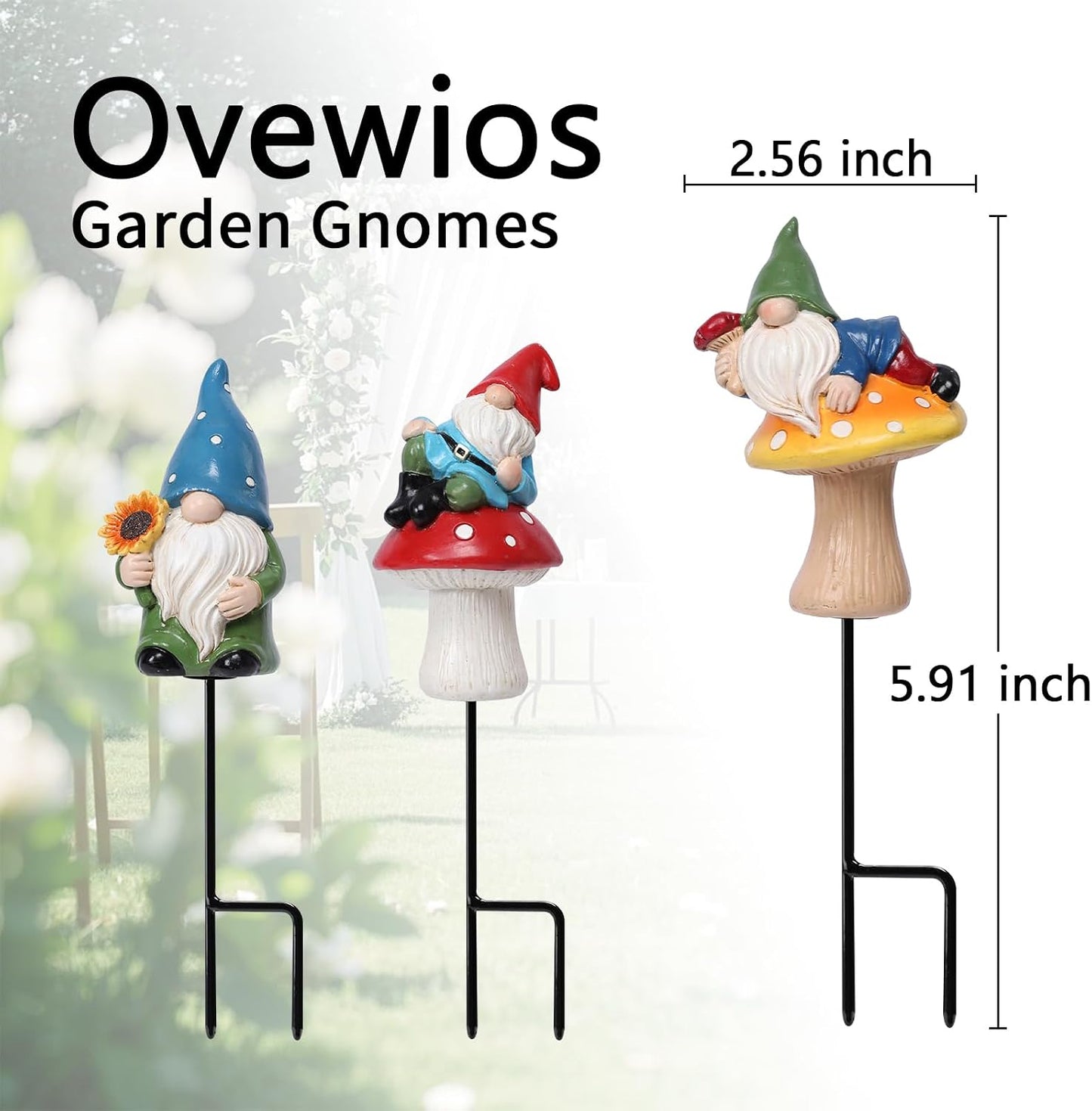 Estacas gnomos resina color azul para jardín