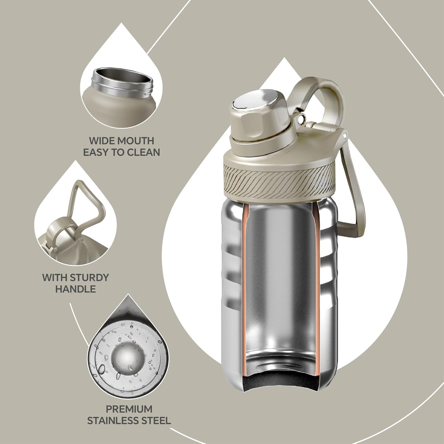Botella agua acero inox 12oz con pajita escuela