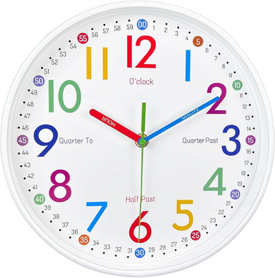 Reloj pared niños silencioso sin tictac 12pulg