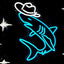 Letrero neón tiburón vaquero para decoración bar fiesta