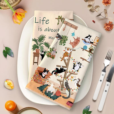 Paño de té gato algodón 18.9x27.5pulg secado rápido regalo mamá