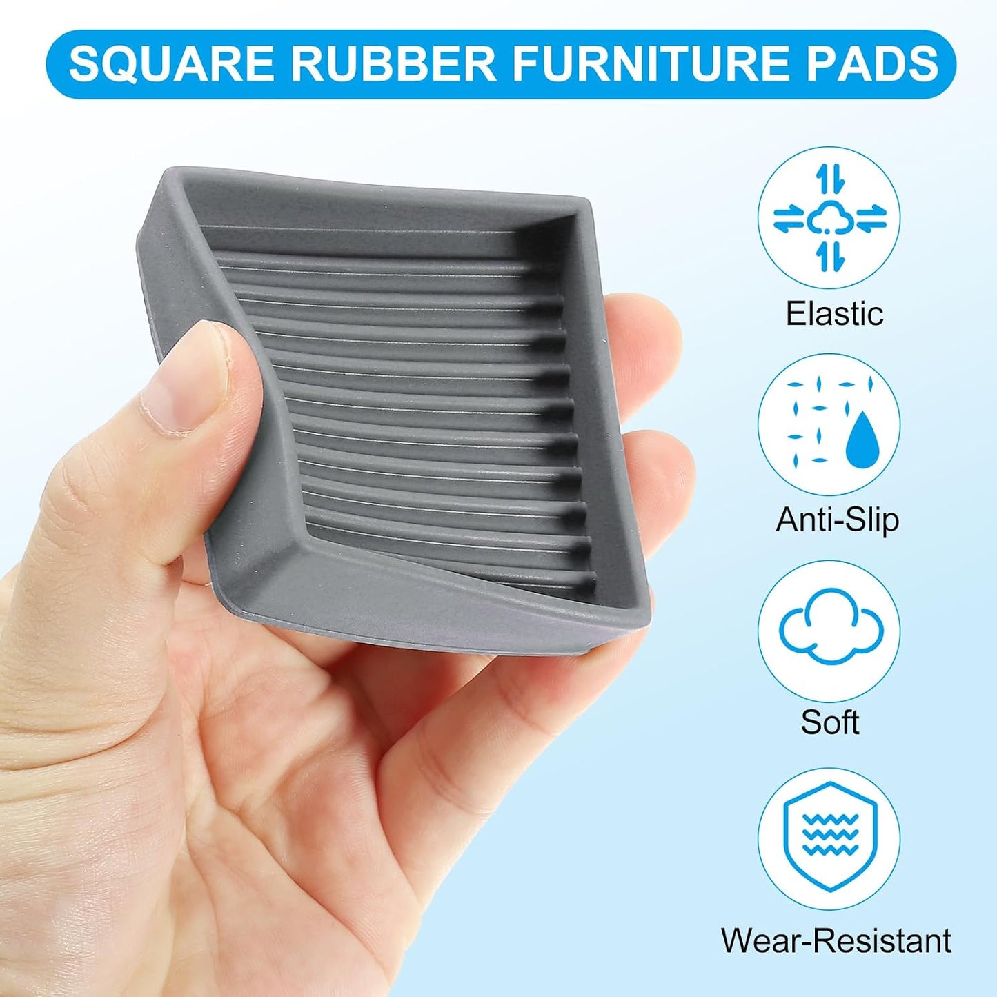 Almohadillas antideslizantes para muebles 3x3pulg set 4 color gris