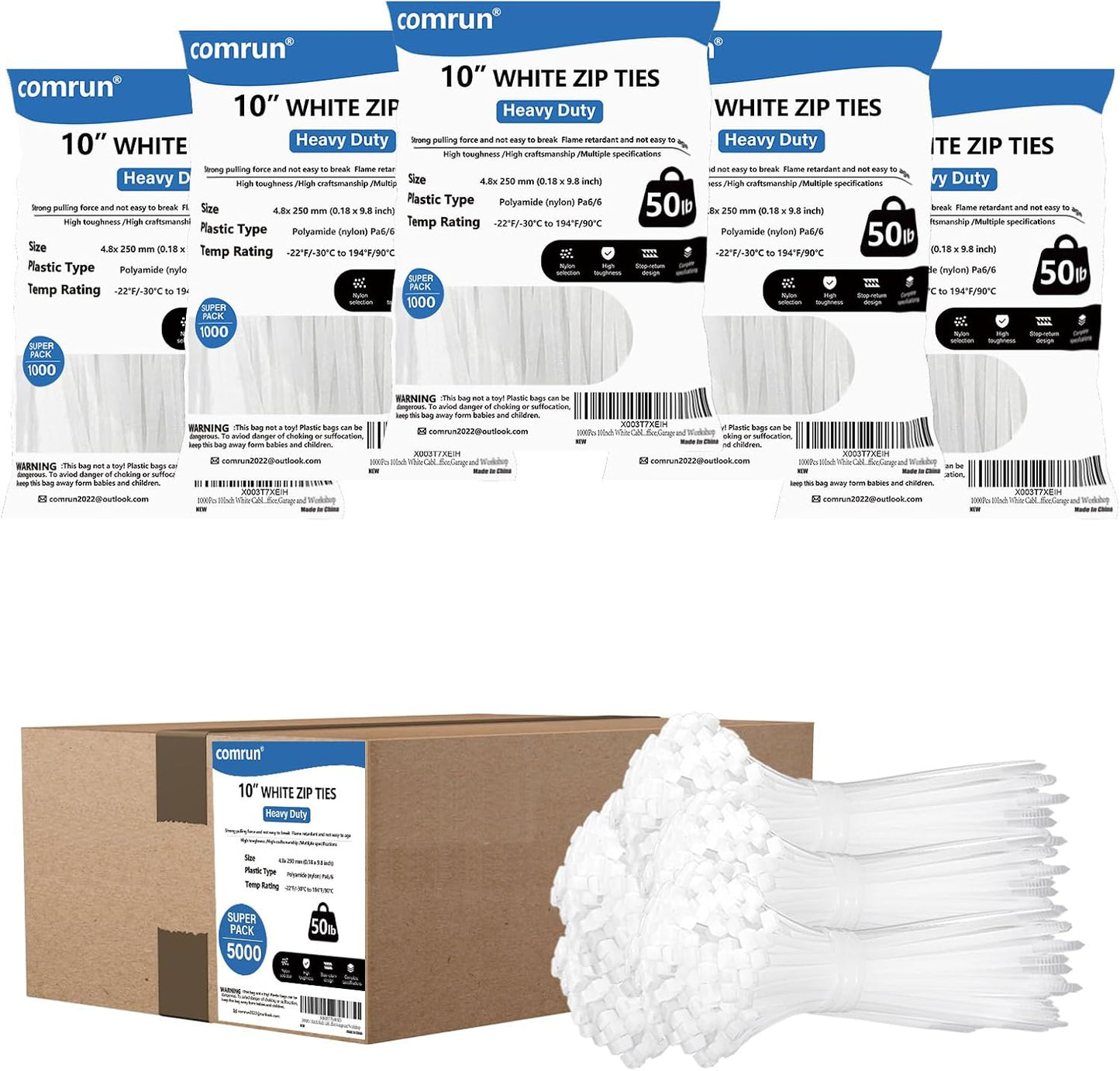 5000 Pzas Bridas Cable 10pulg Nylon Cremallera Grado