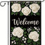 Bandera bienvenida rosas blancas 12x18pulg doble cara