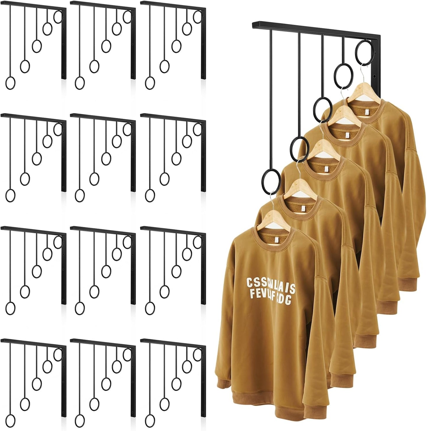 Estante ropa pared 12 pzas con 5 anillos