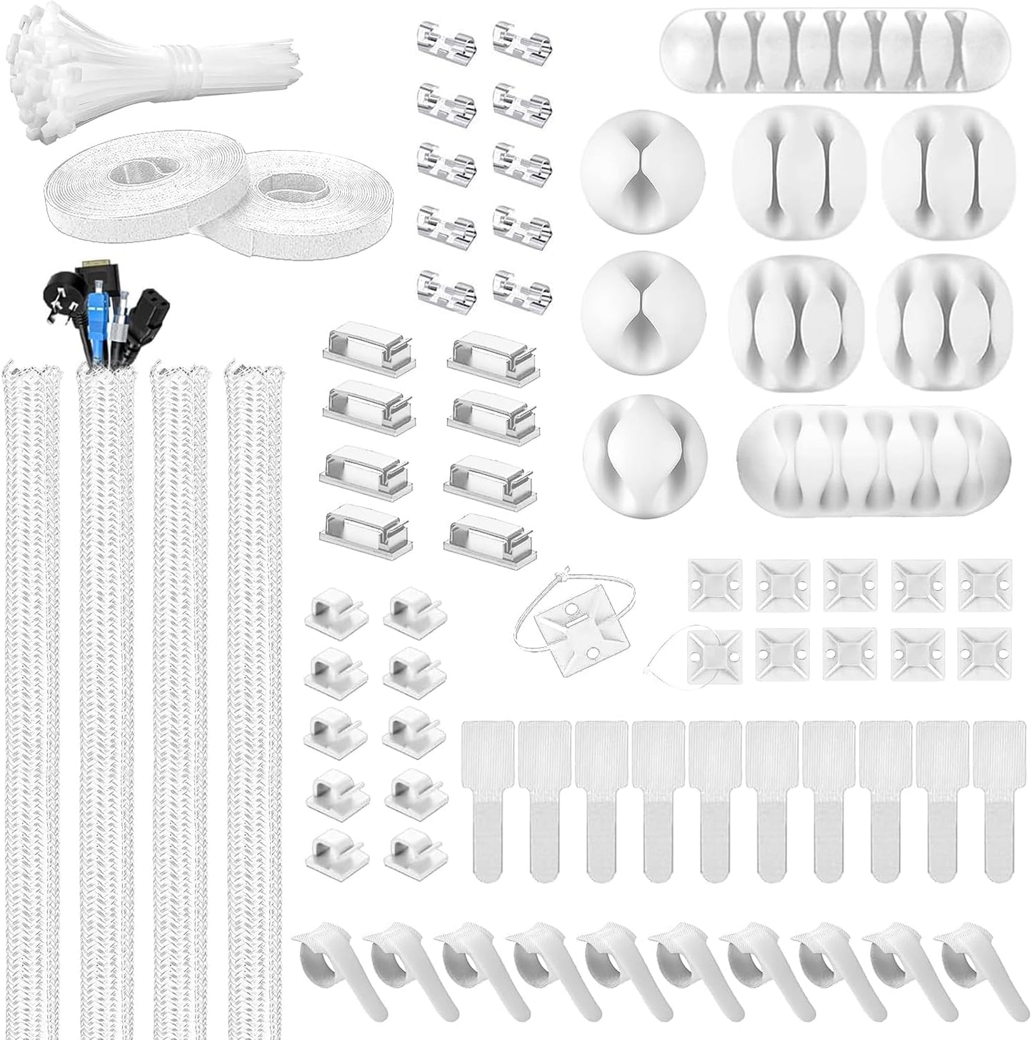 Kit organiz. cables 4 fundas 28 clips 29 soportes