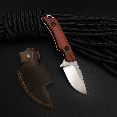 Cuchillo fijo 6.3pulg hoja 8Cr13Mov mango madera caza EDC