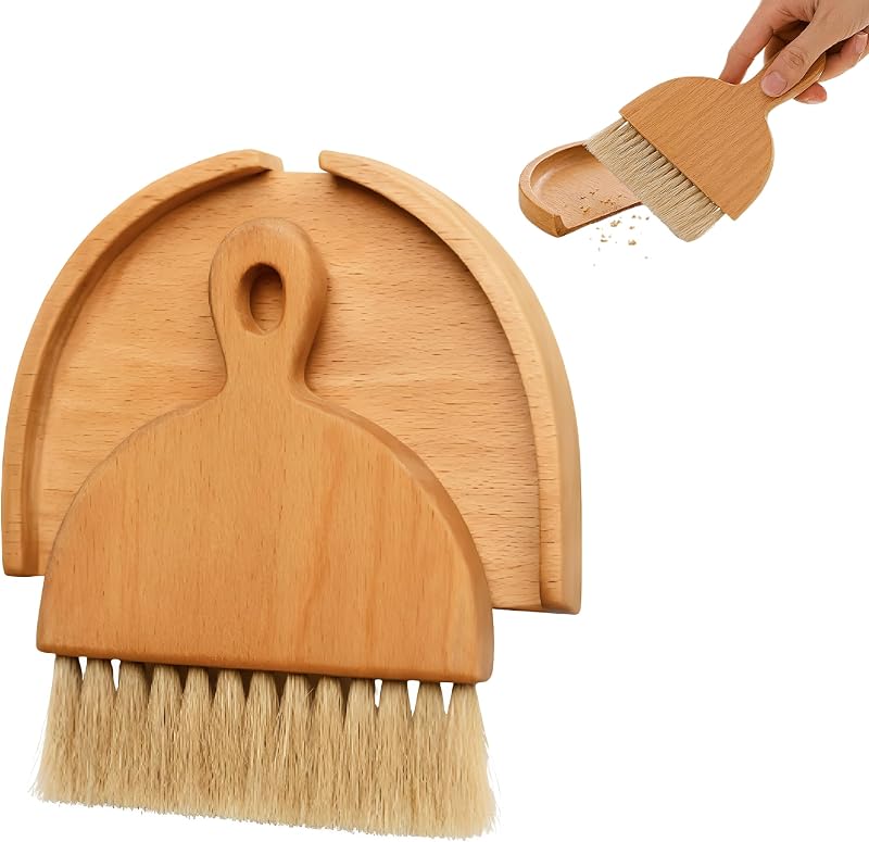 Set recogedor y cepillo mesa escritorio madera real
