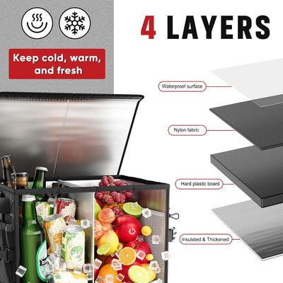 Organizador parrilla negro con tapa y soporte toallas 32L