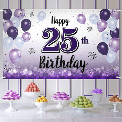 Decoración cumpleaños 25 años globo morado grande