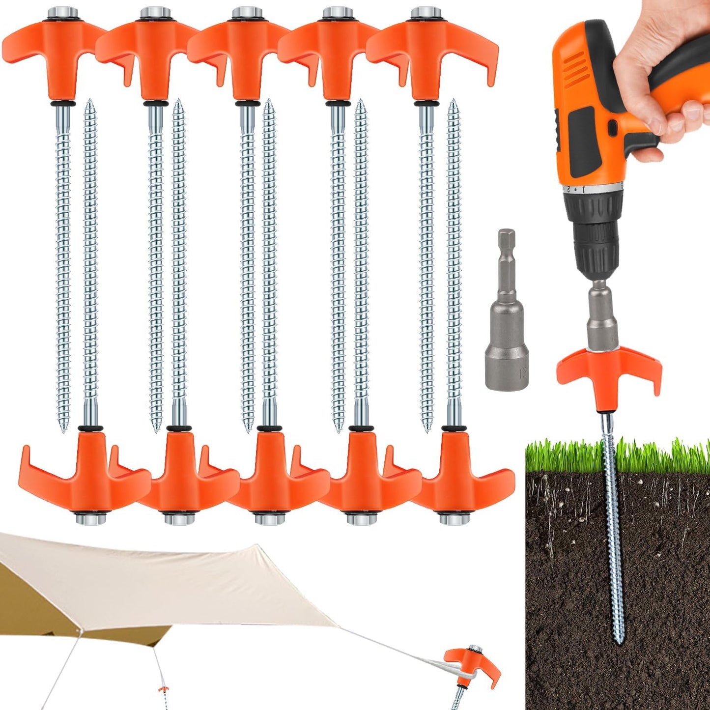 10 Estacas 8pulg Resistentes para Inflables