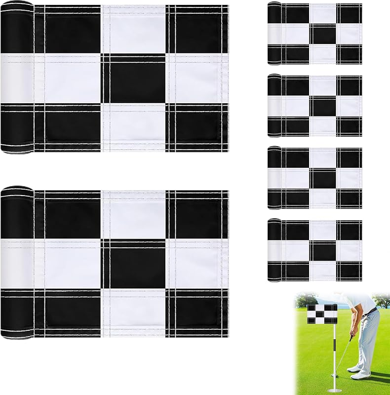 6 Banderas Golf 8x6pulg Portátiles 420d Negro Blanco