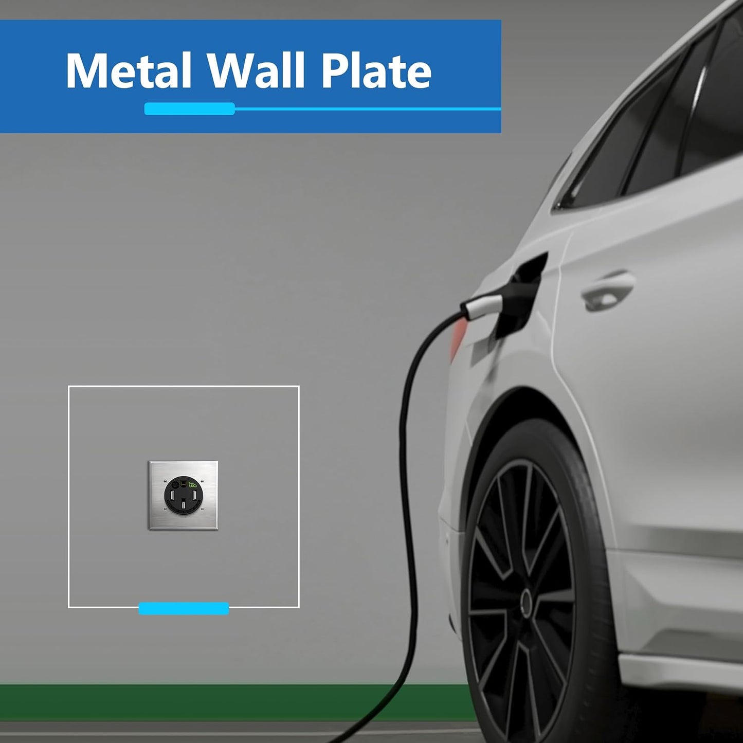 Placa NEMA 14-50R acero inox 2.46pulg para cargador VE