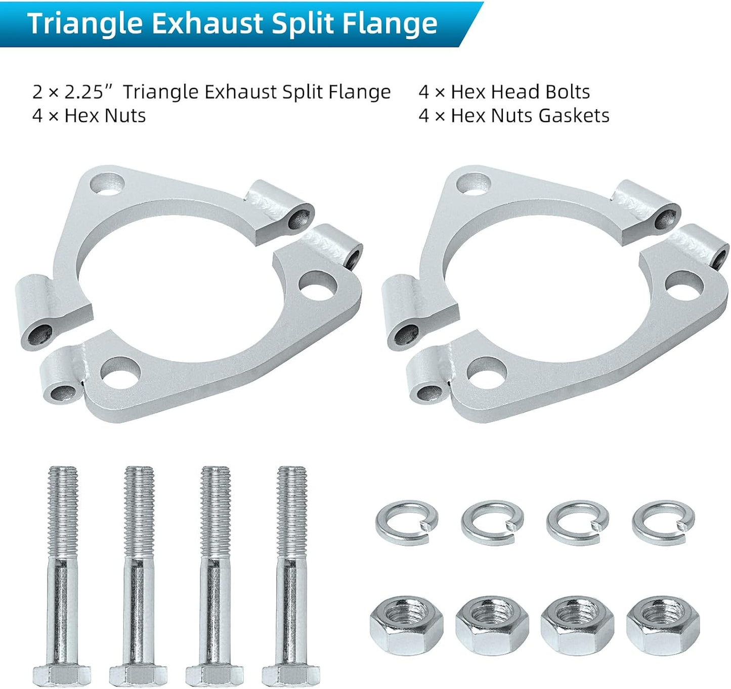 Brida dividida escape triangular 2.25" para tubo Y 2" pack 2