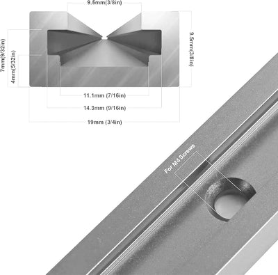 8 Pistas T Aluminio Plateado 48pulg Universal con Agujeros