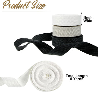 3 Rollos Correas Algodón 1pulg para Artes Bolsas Lona 15yd
