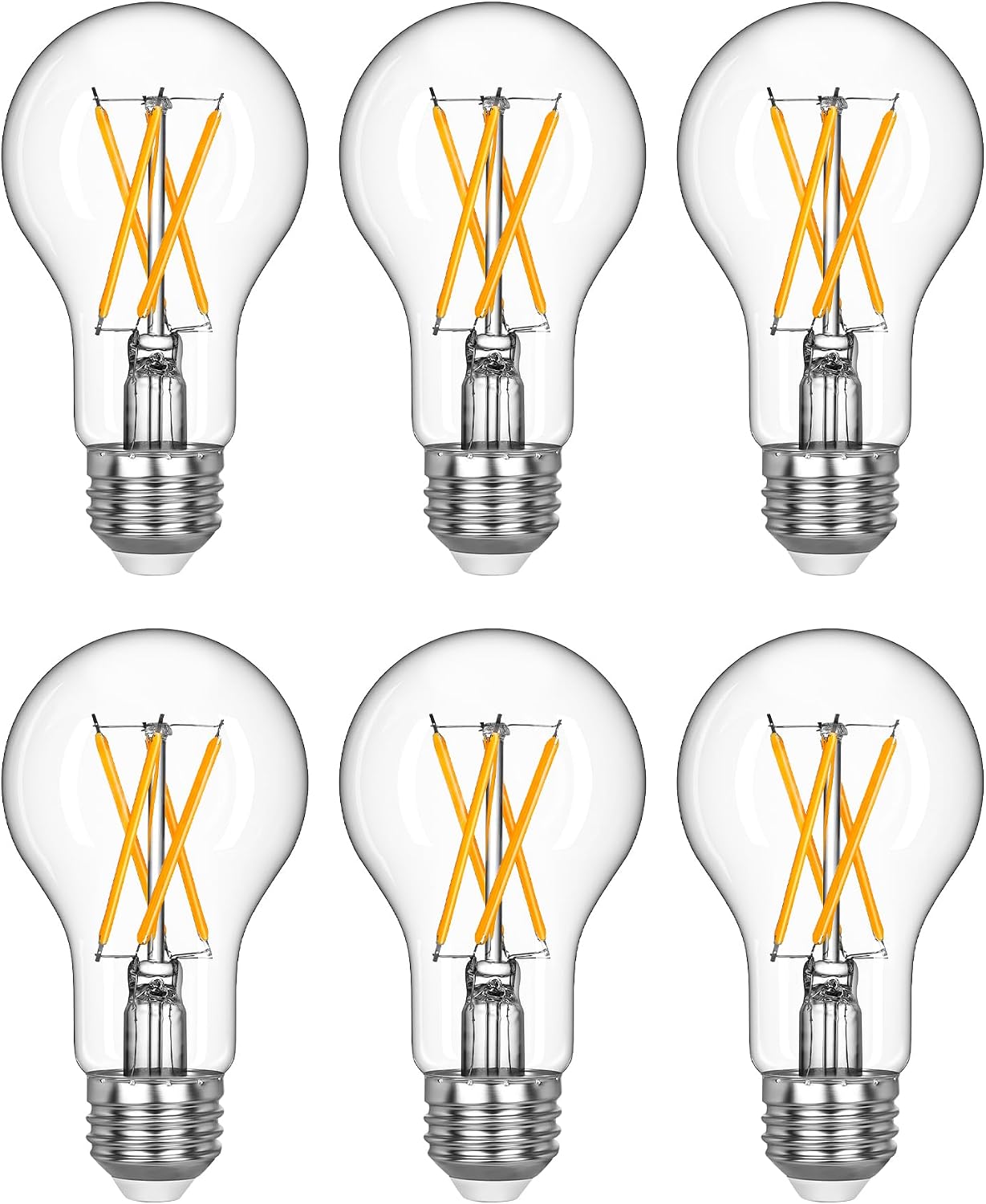 6 Bombillas LED Edison A19 Regulables 2700K E26