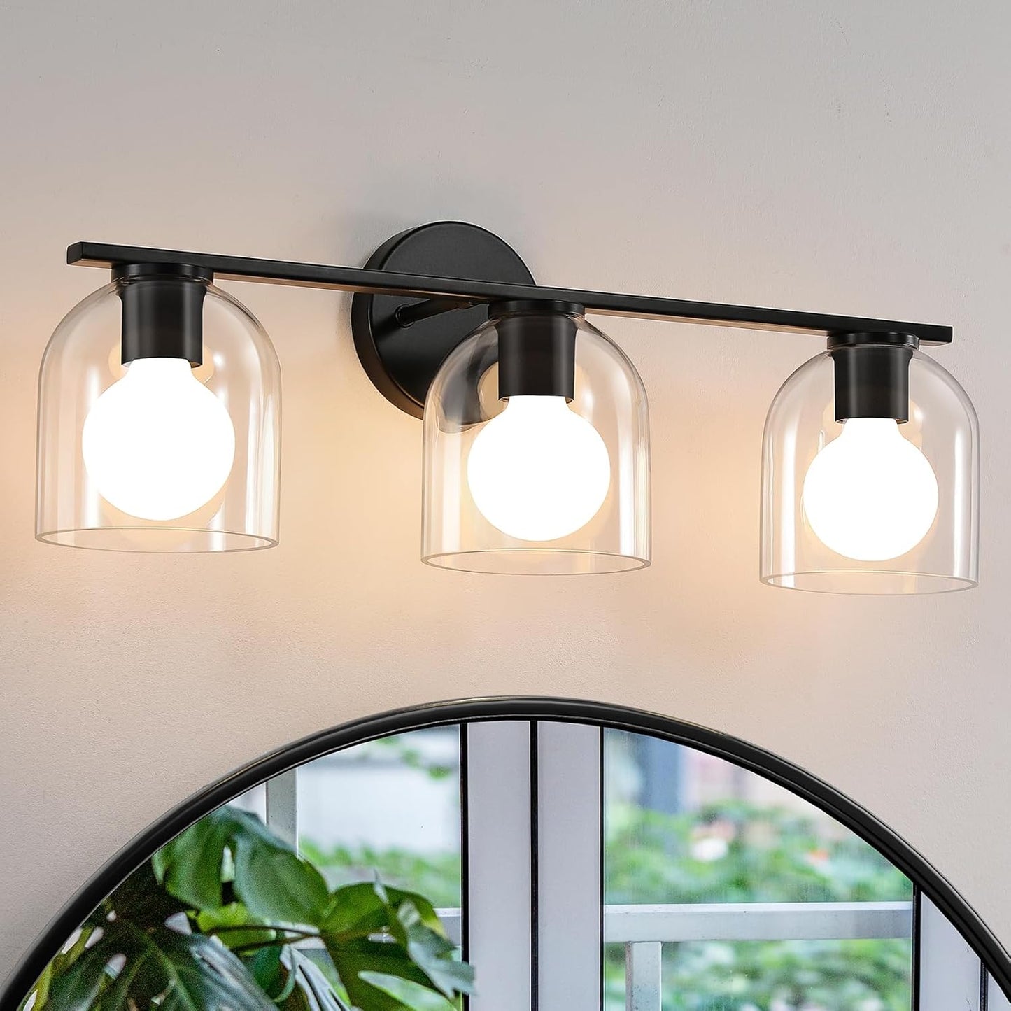 Accesorios iluminación baño 23.3pulg negro mate vidrio