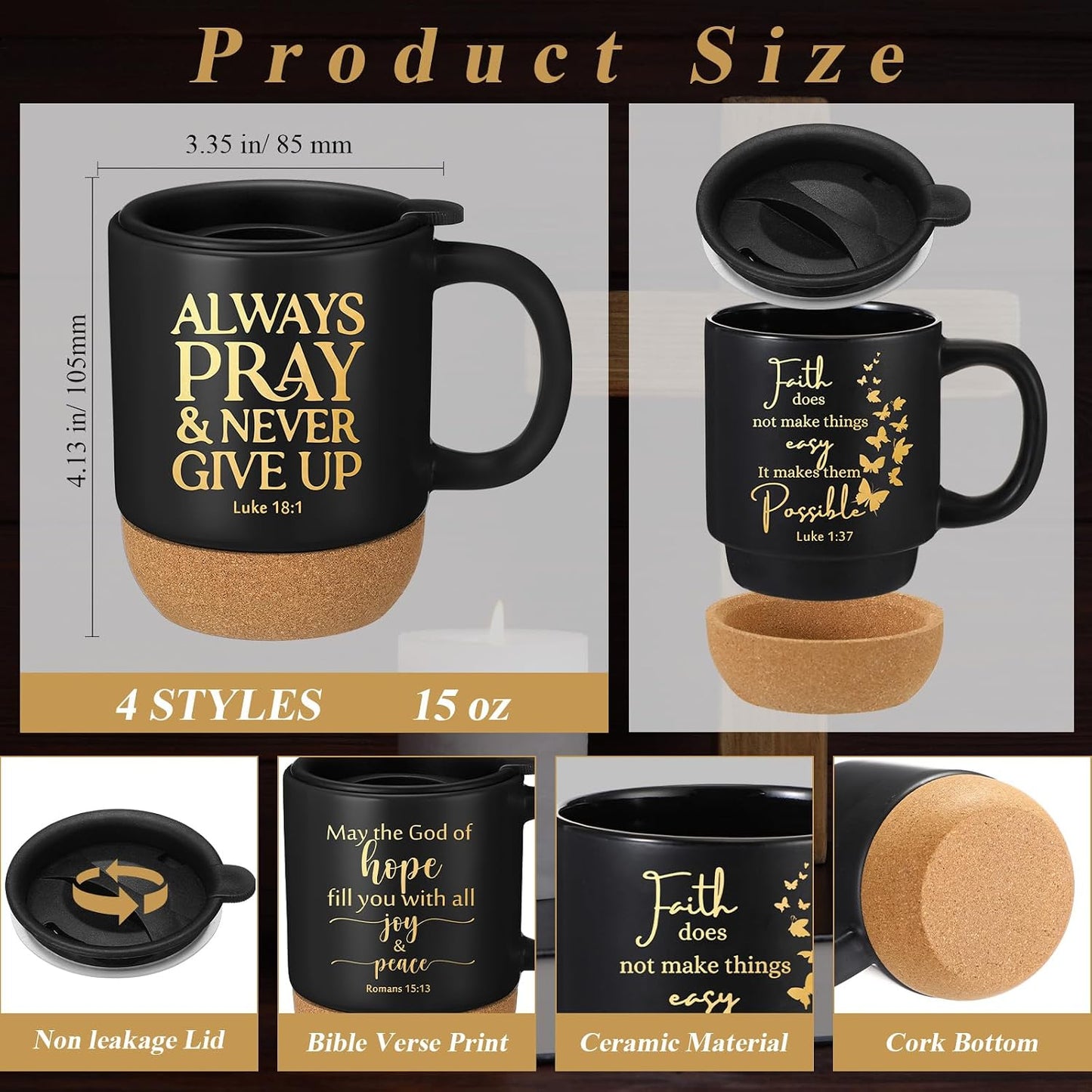 16 Tazas Religiosas con Versículos Bíblicos para Padre