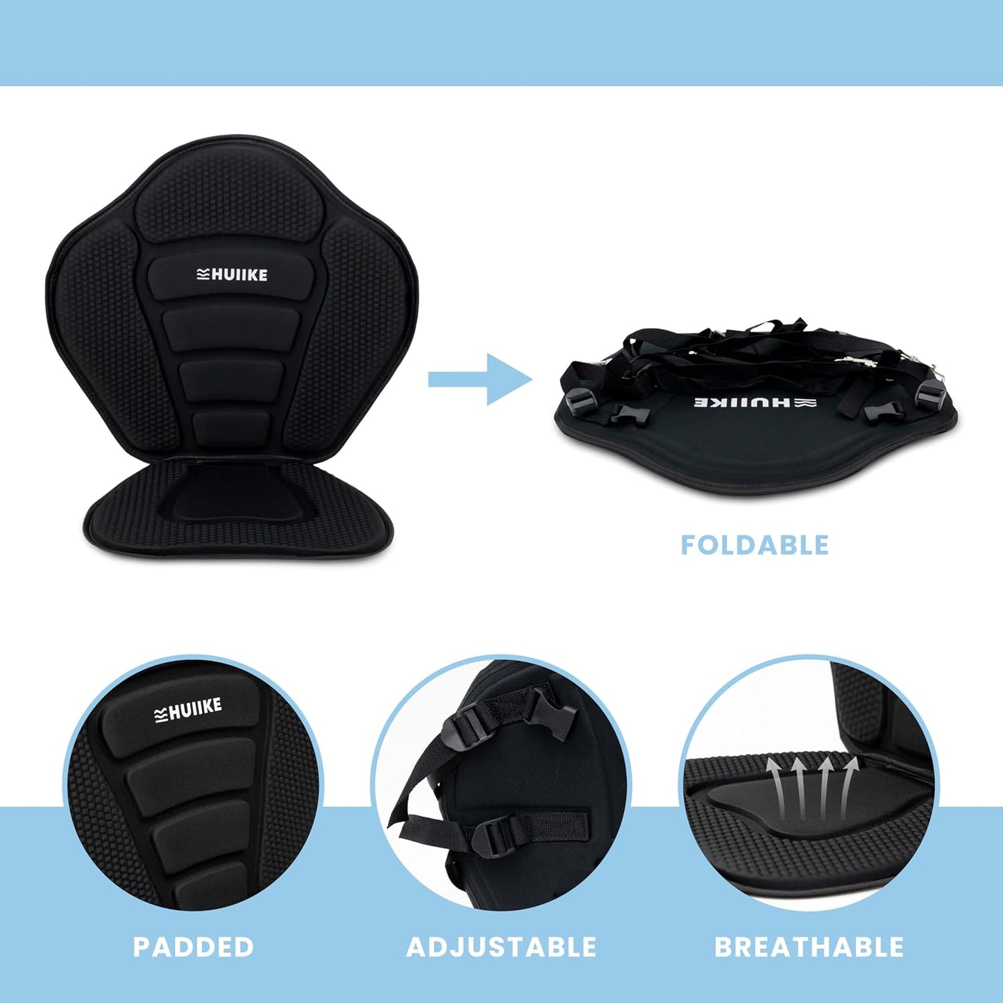 Asiento tabla remo 4 correas ajustables acolchado plegable