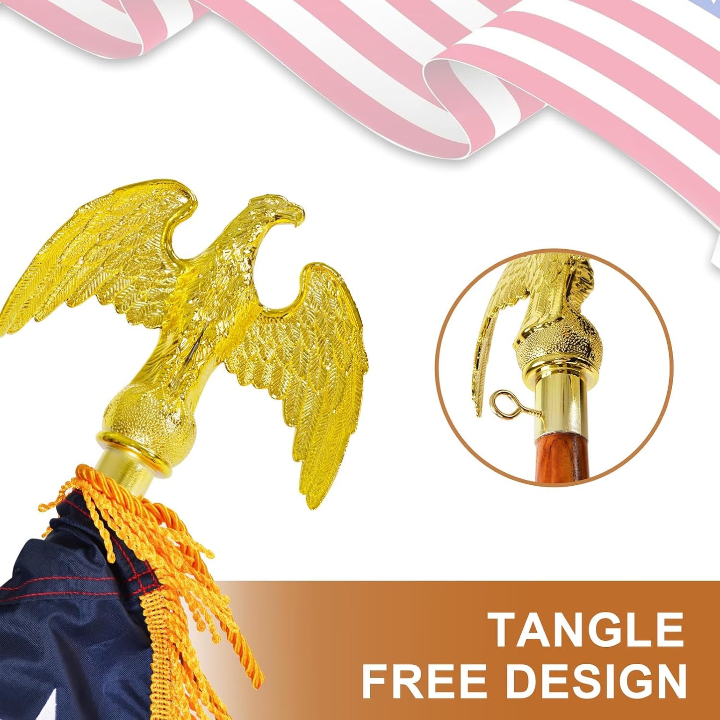 Kit mástil bandera interior madera 8ft con tapa águila