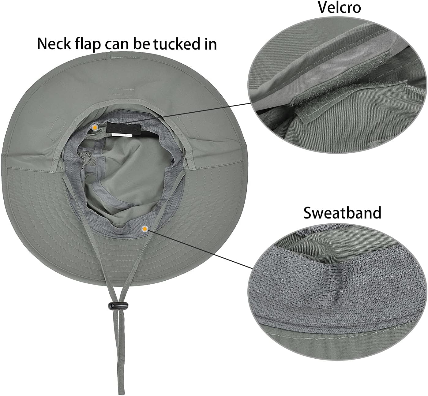 Sombrero sol para hombre ala ancha con solapa para pesca