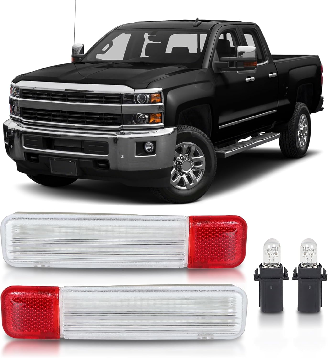 2 Pzas Puerta Reflector Luz Panel Silverado Front