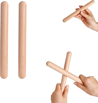 1 Par Palos Ritmo Madera Natural 8pulg