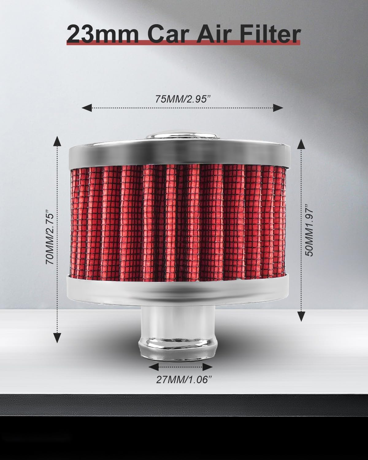 Filtro aire coche 0.906" 2 filtros ventilación rojo