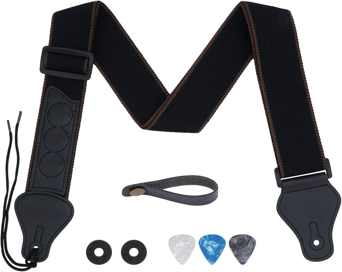 Correa guitarra algodón suave 3 soportes púas adaptador botón
